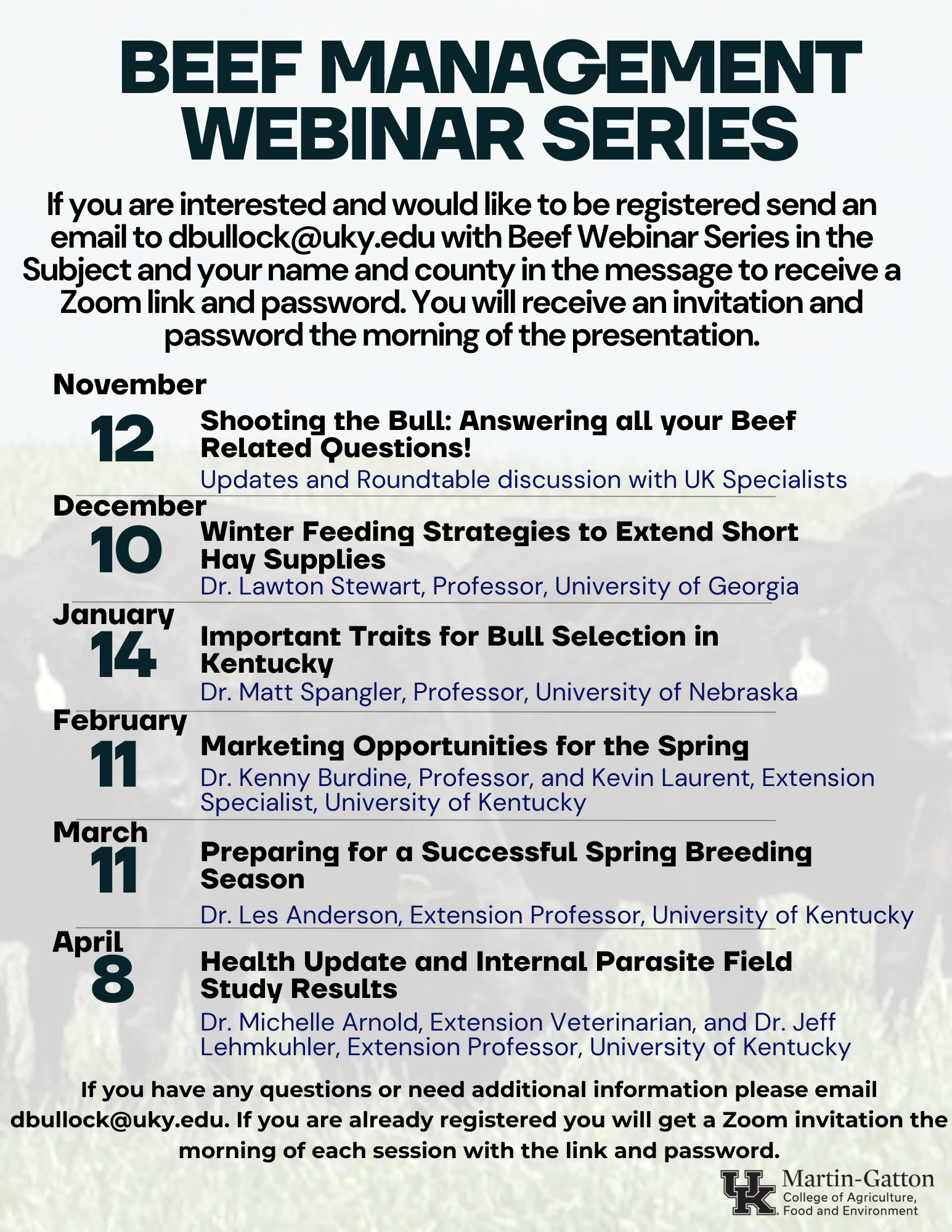 2024-2025 Beef Management Webinar Series Flyer