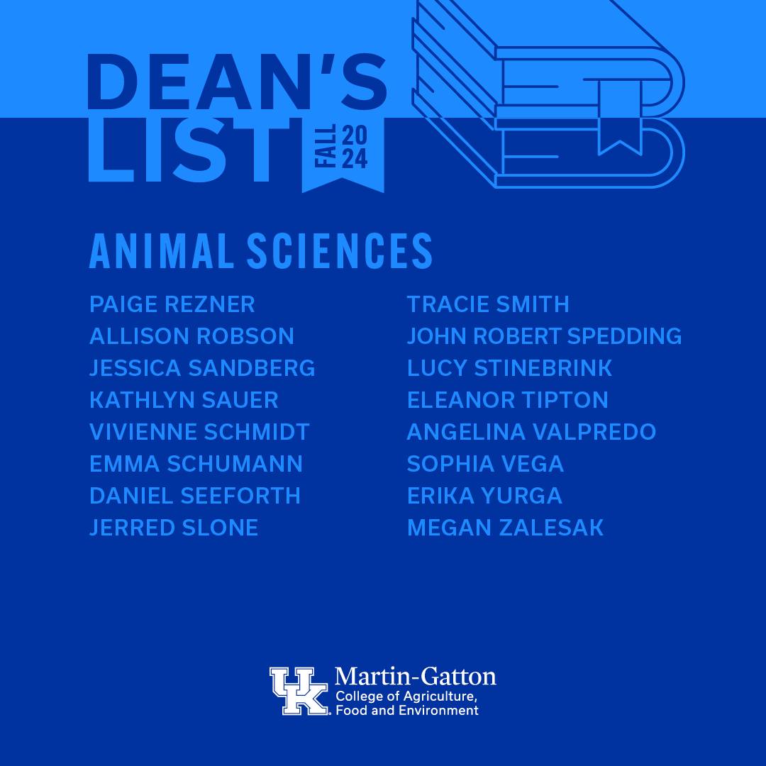 Animal Sciences Fall 2024 Dean's List students 4