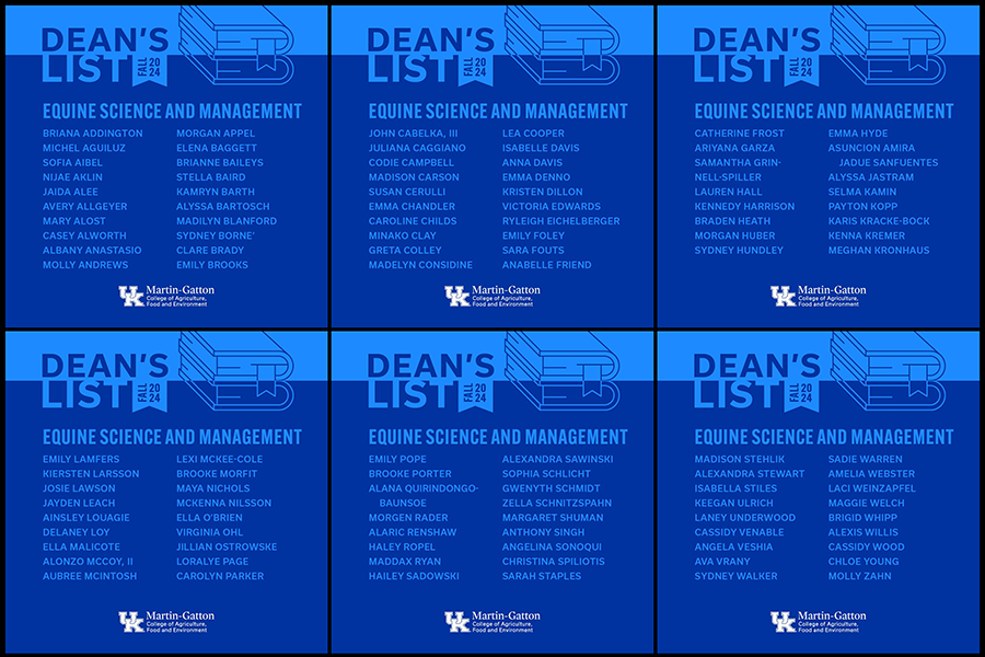 Dean's List Fall 2024 - Equine Science & Management